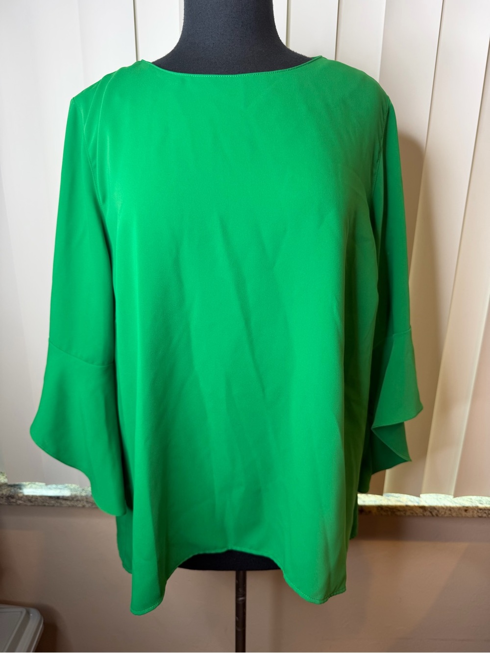 Caroline Rose Women’s Green Ruffle-Sleeve Blouse Size XL